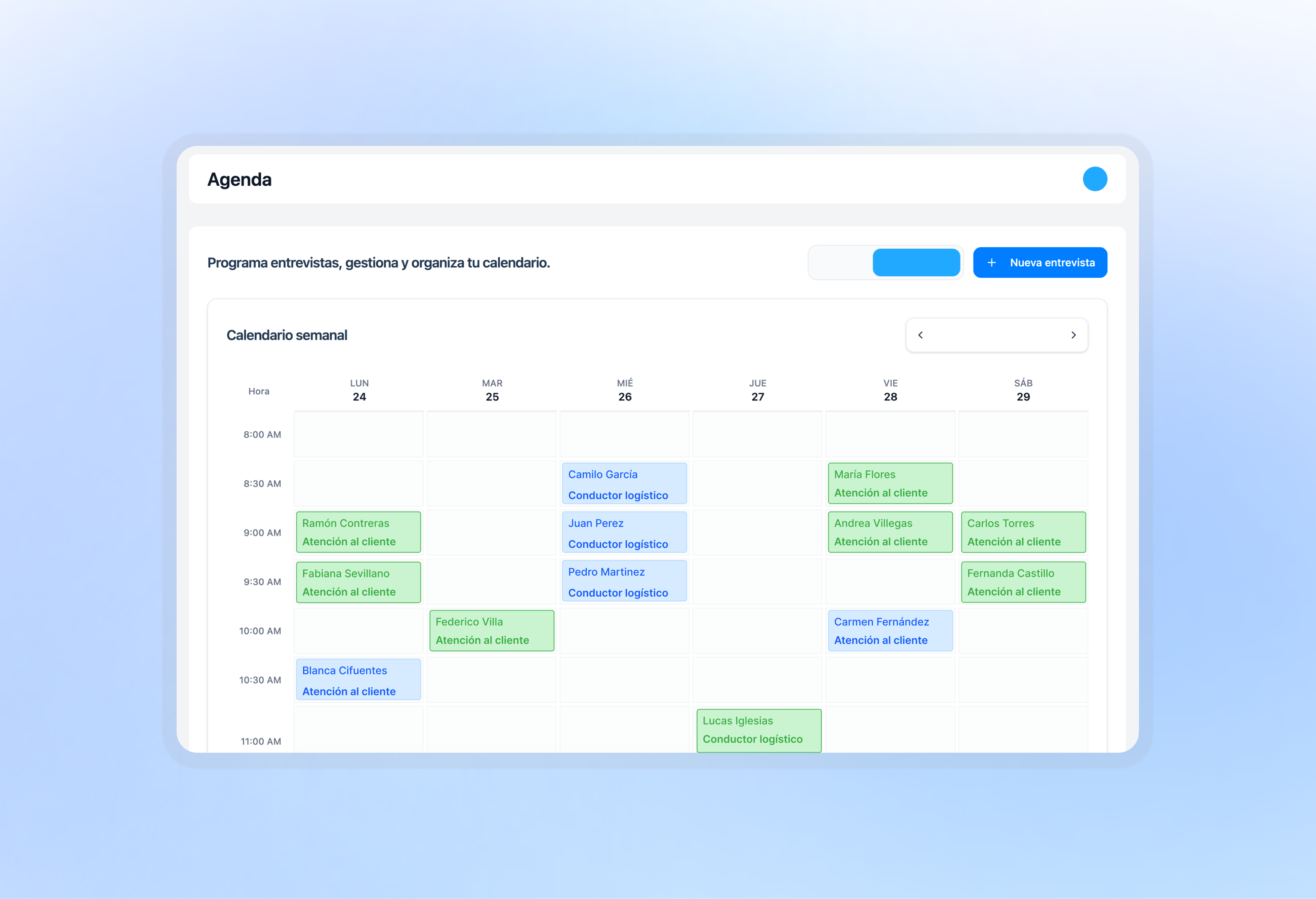 Coordina entrevistas y gestiona tu agenda de manera eficiente desde la plataforma.